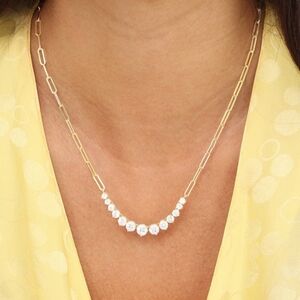 Melinda Maria Not Your Basic Graduated Cubic Zirconia Necklace Gold Tone